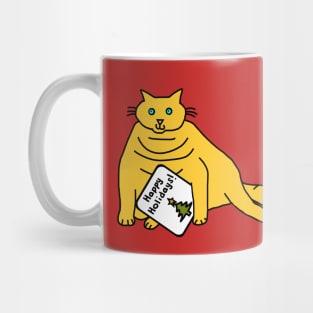 Christmas Chonk Cat says Happy Holidays Mug